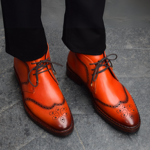 Wingtip Chukka Boots- Cognac