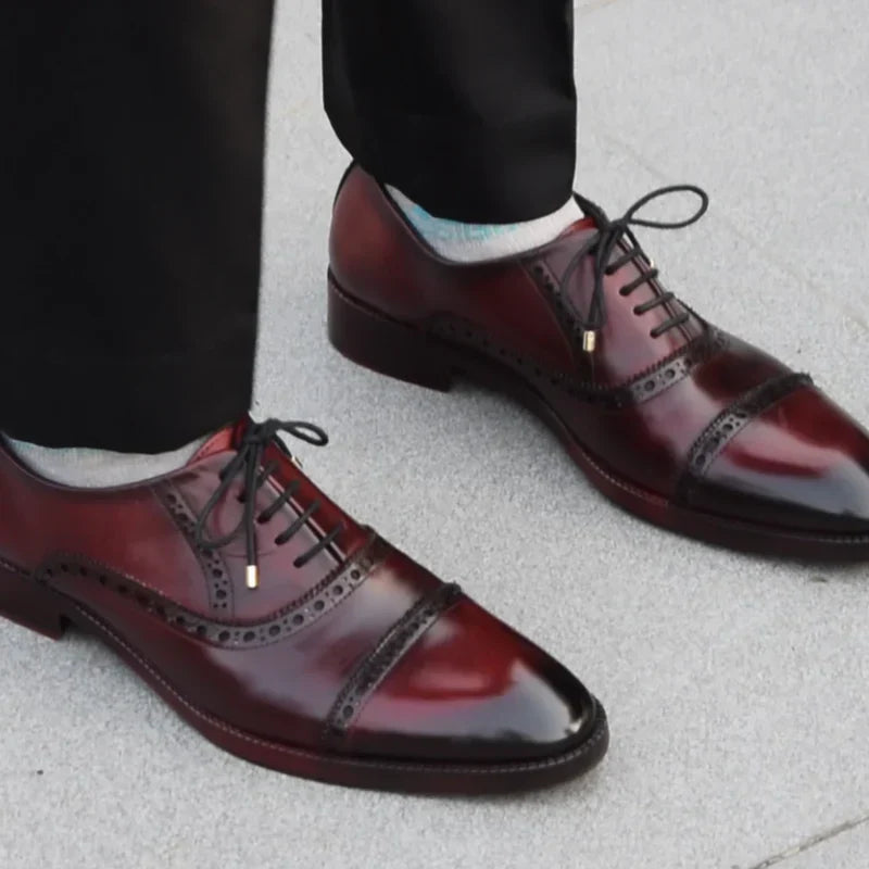 Classic Captoe Oxford - Wine Red