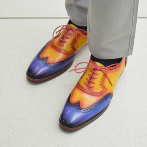 Wingtip Brogue Oxford- Tan & Navy