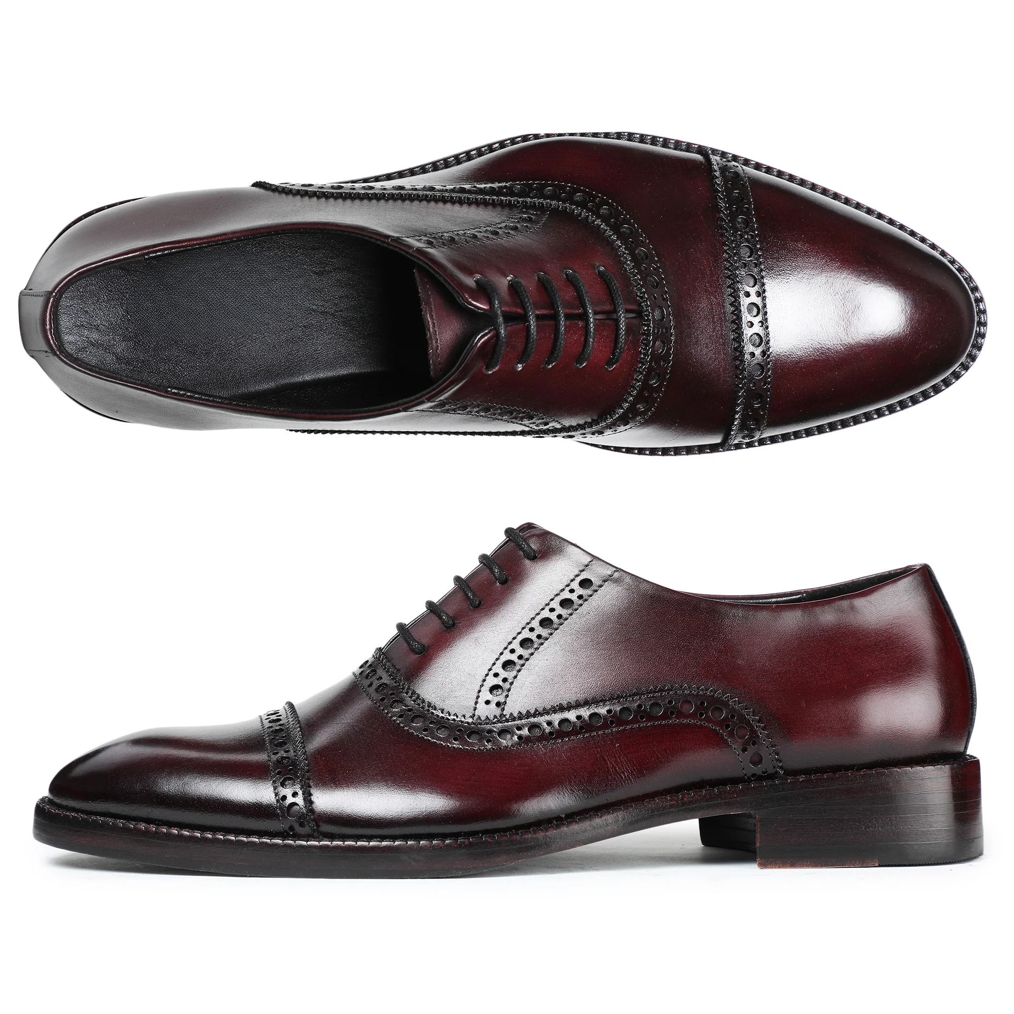 Klassischer Captoe Oxford - Burgunderrot