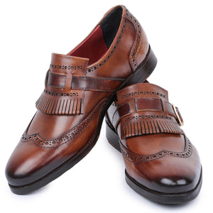 Brogue à bout golf Kiltie Monk Strap - Marron