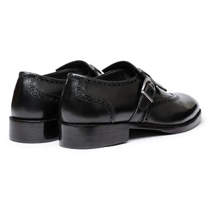 Wingtip Brogue Kiltie Monk Strap - Schwarz