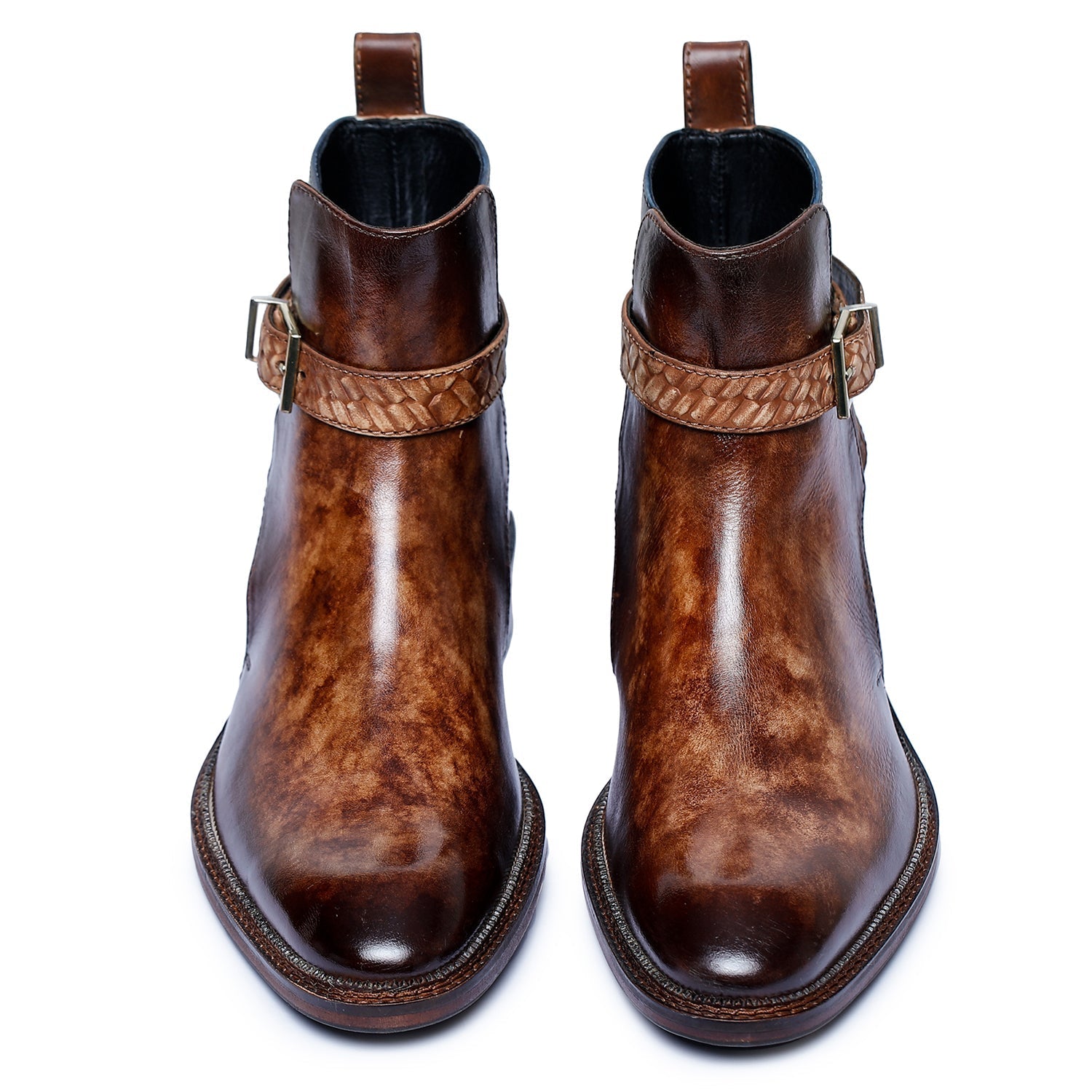 Bottes à brides croisées pour hommes - Marron et bleu