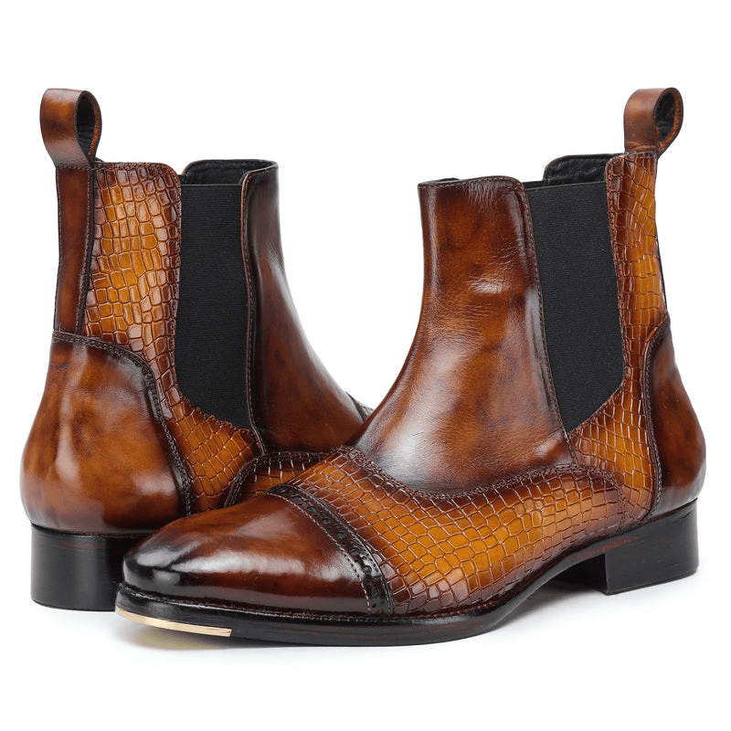 Captoe Chelsea Boots - Krokodilbraun