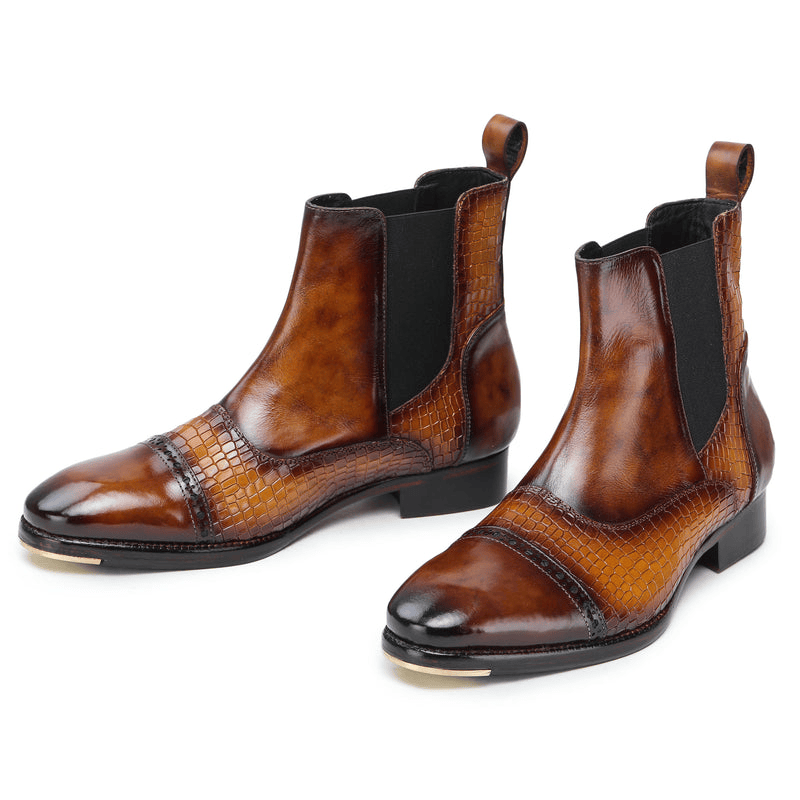 Captoe Chelsea Boots - Krokodilbraun