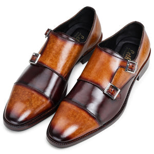 Captoe Doppel-Monkstrap - Hellbraun und Braun