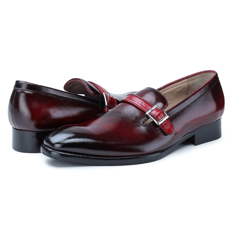 Loafer mit Monk-Strap - Weinrot