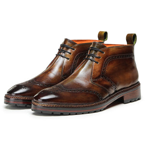 Wingtip Chukka Boots - Olivbraun