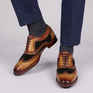 Wingtip Brogue Oxford- Tan Black Suede in just €184.99