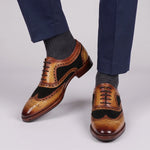 Wingtip Brogue Oxford- Tan Black Suede