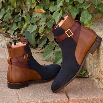 Jodhpur-Stiefel aus Wildleder in Braun und Blau für Herren