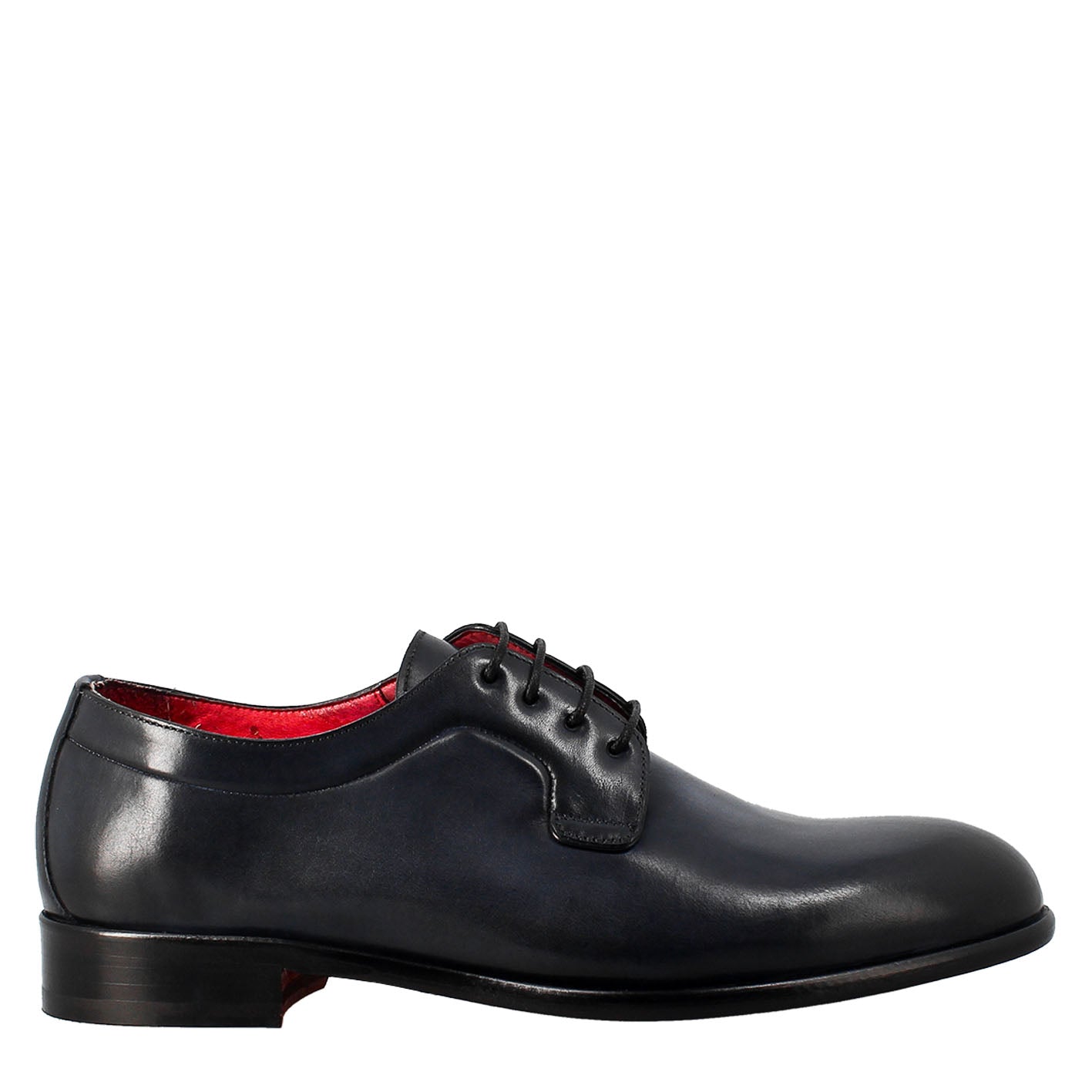 Elegant blue derby for men in smooth leather