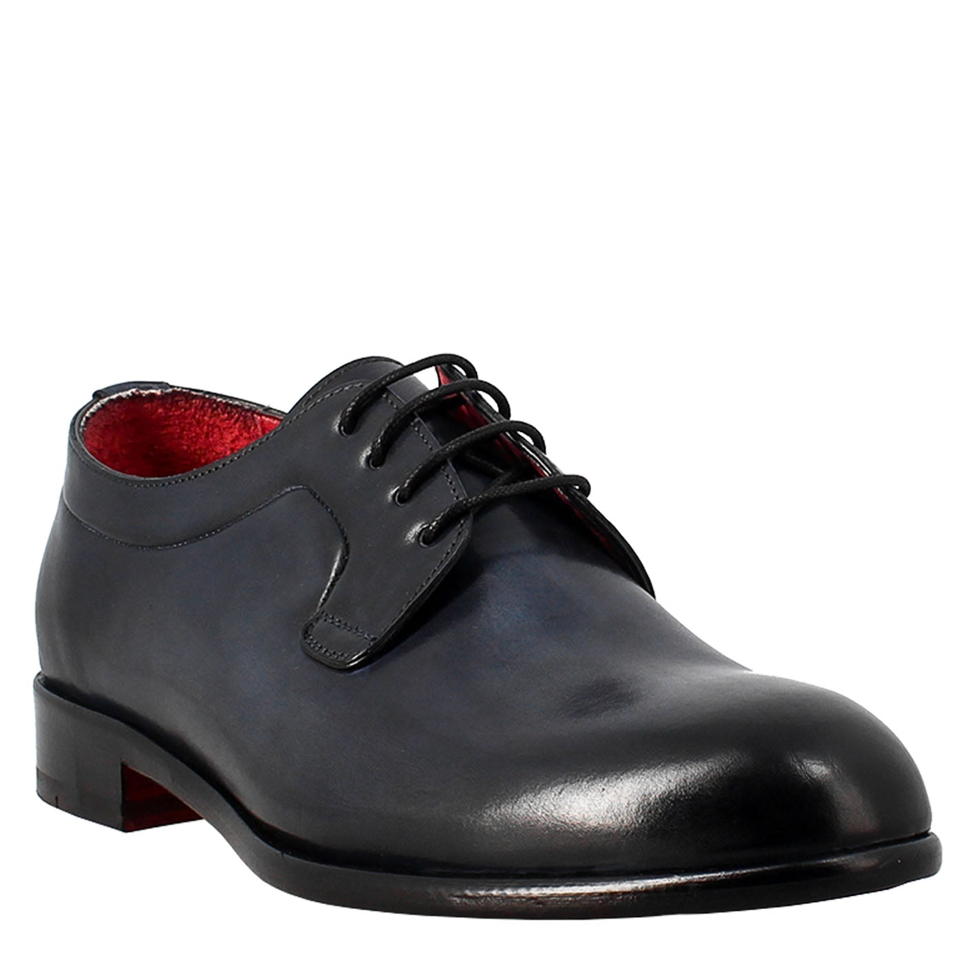 Elegant blue derby for men in smooth leather