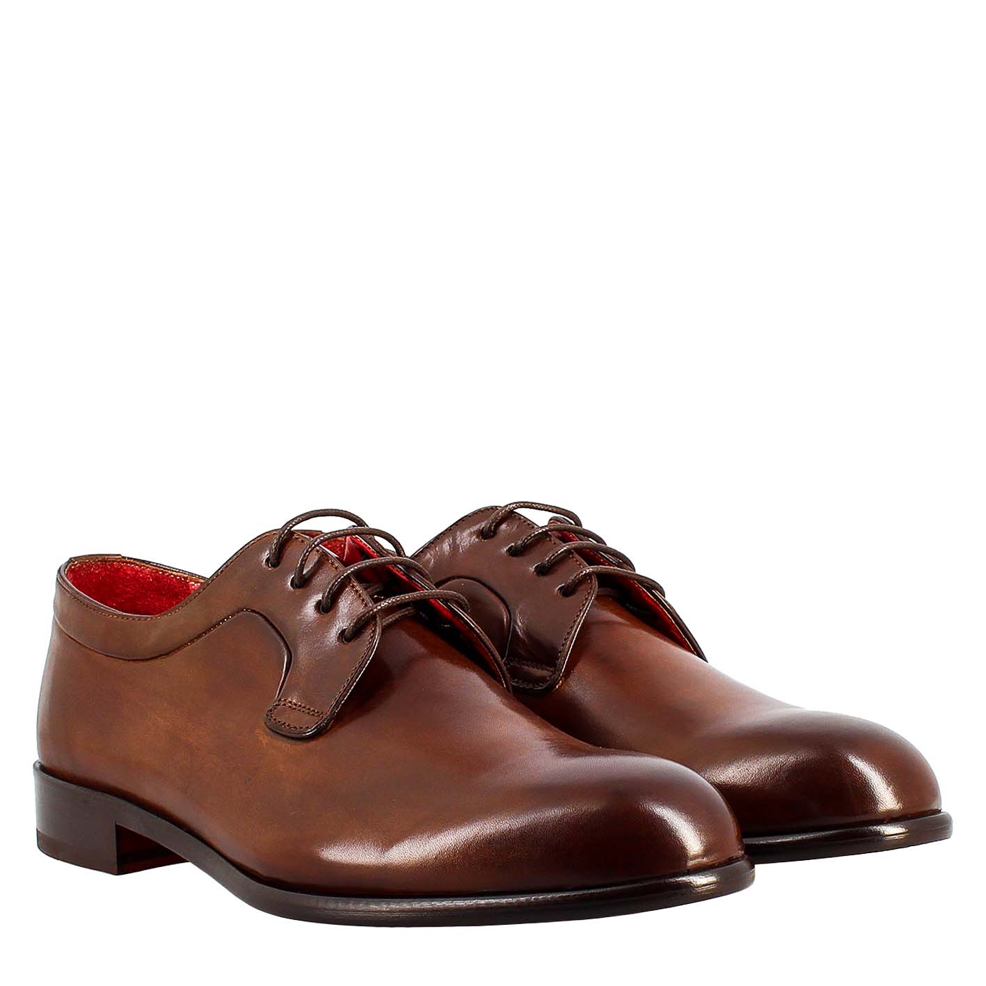 Elegant dark brown derby for men in smooth leather