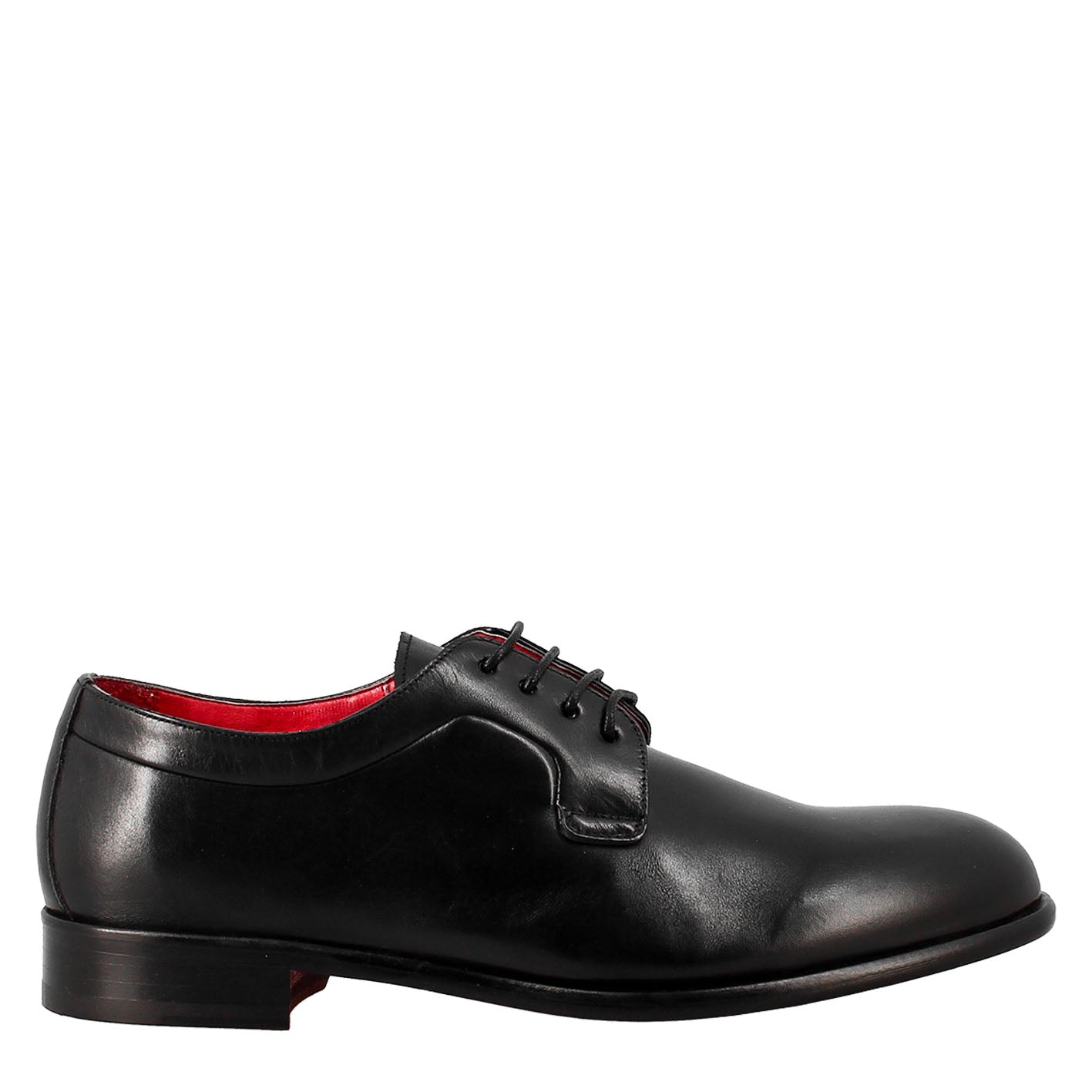 Elegant black derby for men in smooth leather