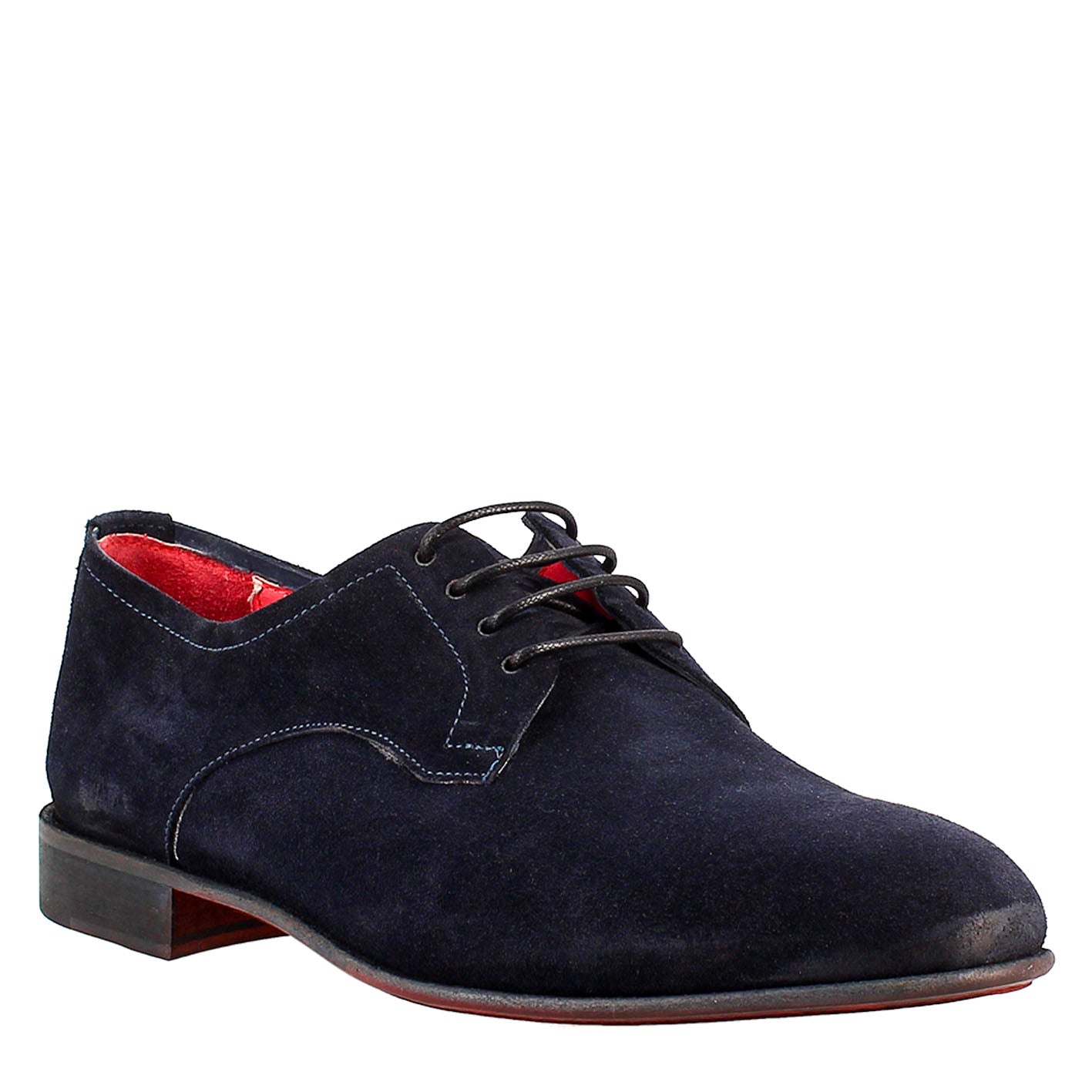 Elegant blue derby for men in suede