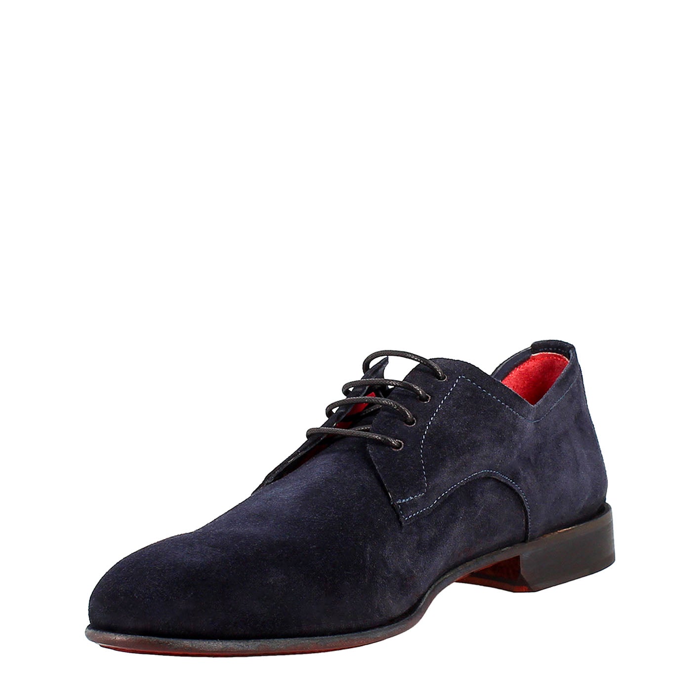 Elegant blue derby for men in suede