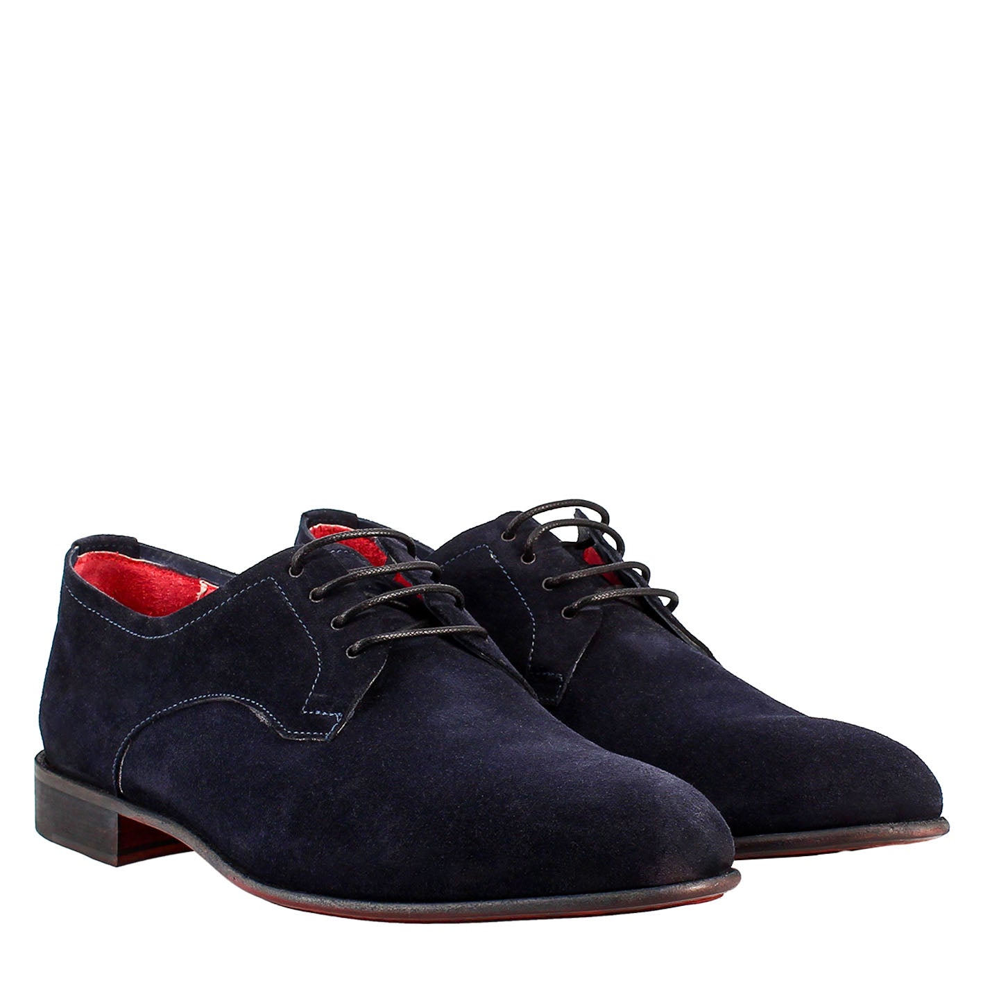 Elegant blue derby for men in suede