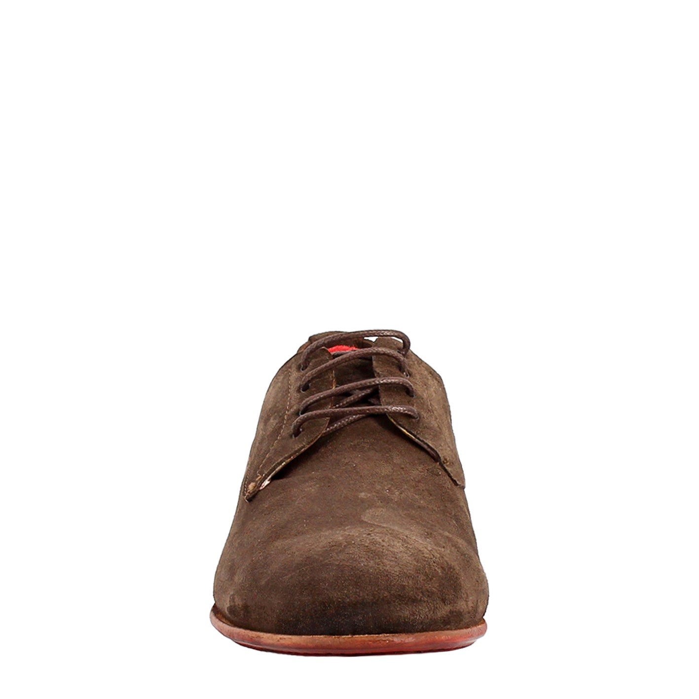 Elegant men's brown derby in suede leather