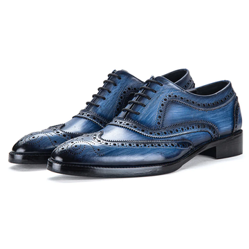 Wingtip Brogue Oxford - Marineblau