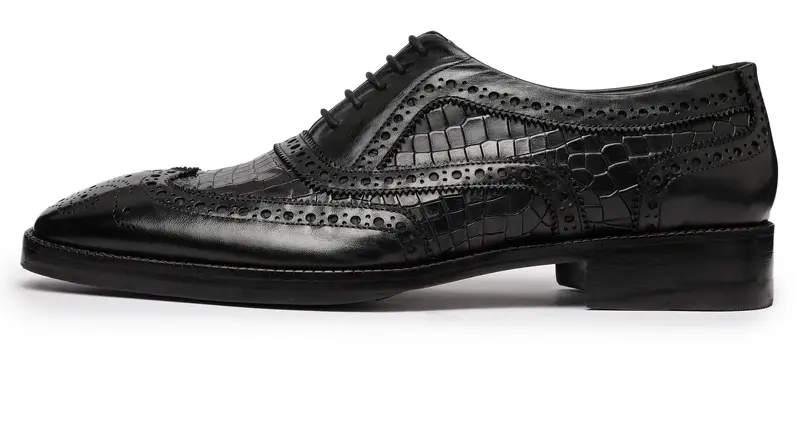 Wingtip Brogue Oxford - Krokodil Schwarz