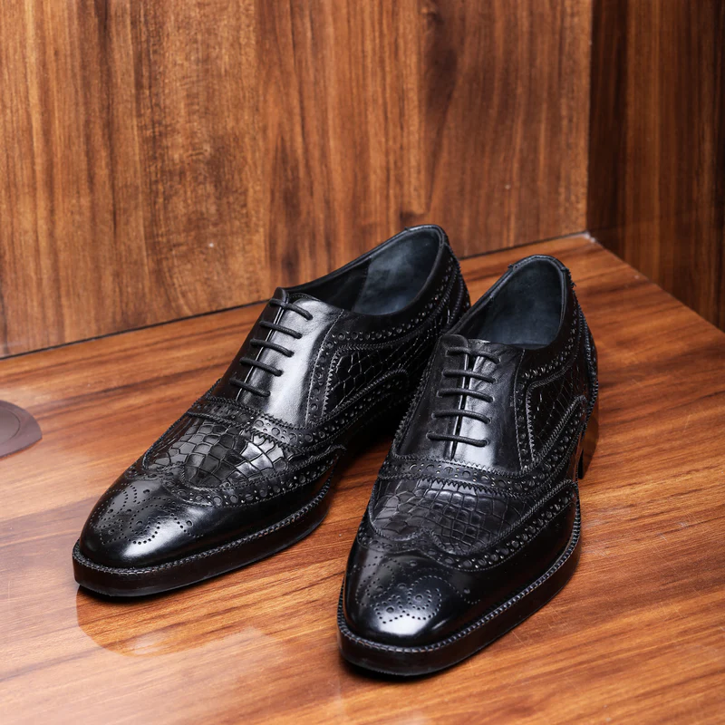 Wingtip Brogue Oxford - Krokodil Schwarz