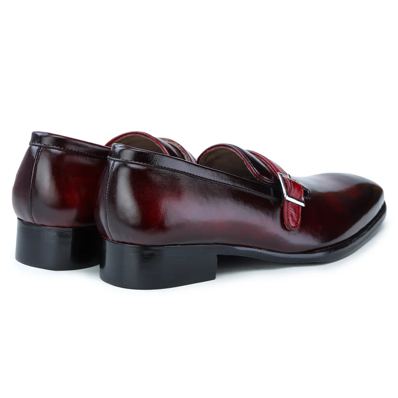 Loafer mit Monk-Strap - Weinrot
