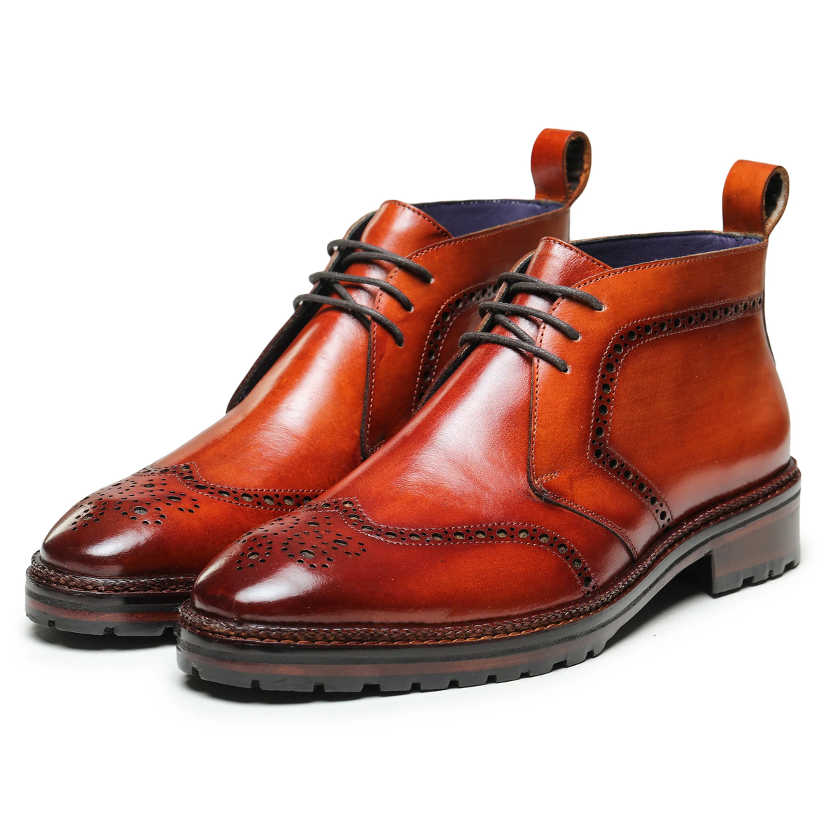 Wingtip Chukka Boots - Cognac