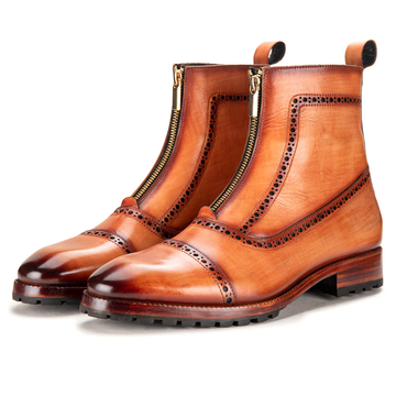 Stiefel mit Reißverschluss - Hellbraun