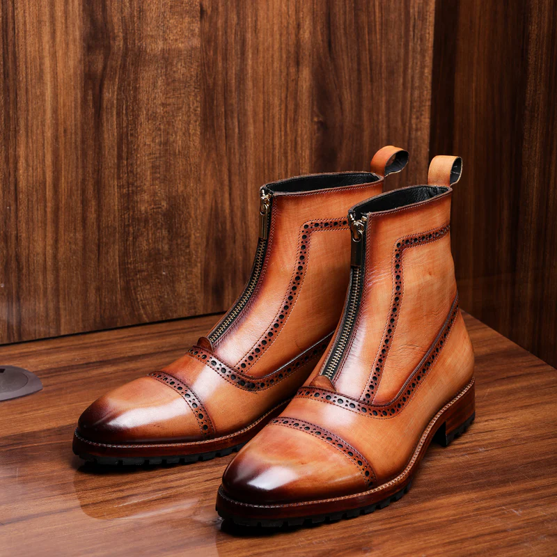 Stiefel mit Reißverschluss - Hellbraun