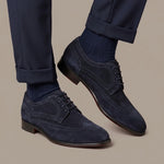 Derby élégant en daim bleu pour homme