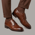 Derby élégant marron foncé pour homme en cuir lisse