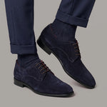 Derby bleu élégant pour homme en daim