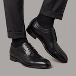 Derby noir élégant pour homme en cuir lisse