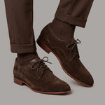 Derby homme élégant marron en cuir suédé