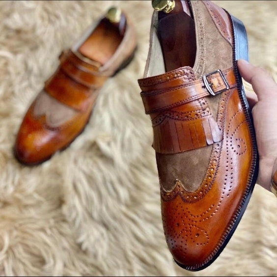 Chaussures Brogue à Bout Ailé ​​Marron pour Hommes
