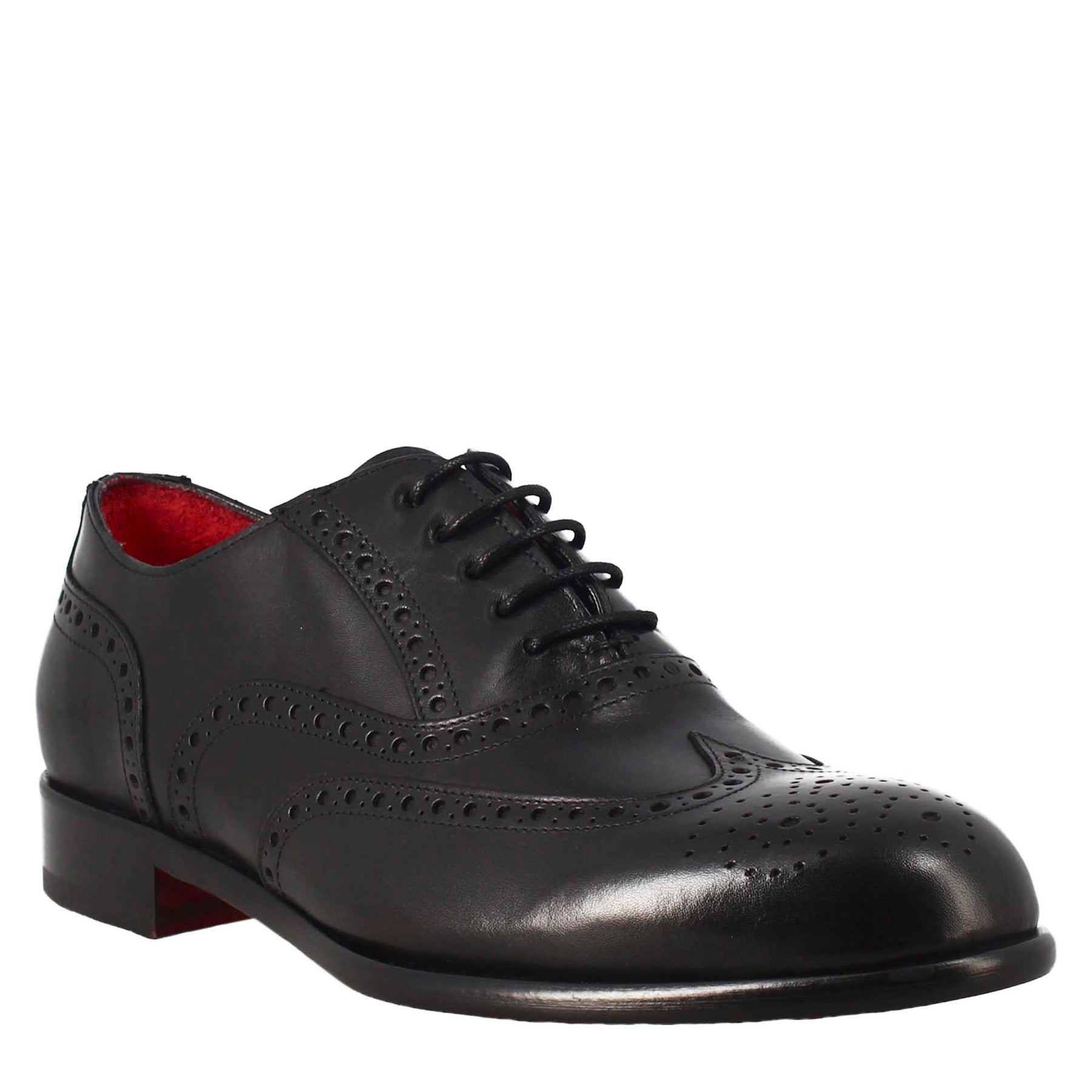 Men's elegant black leather oxford brogue