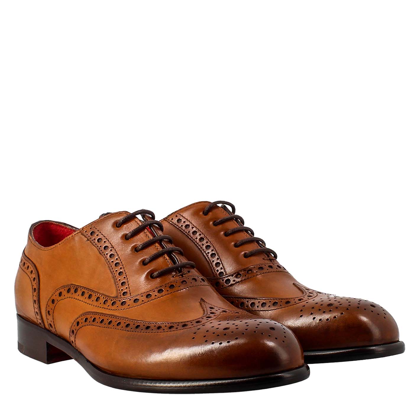 Men's elegant brown leather oxford brogue