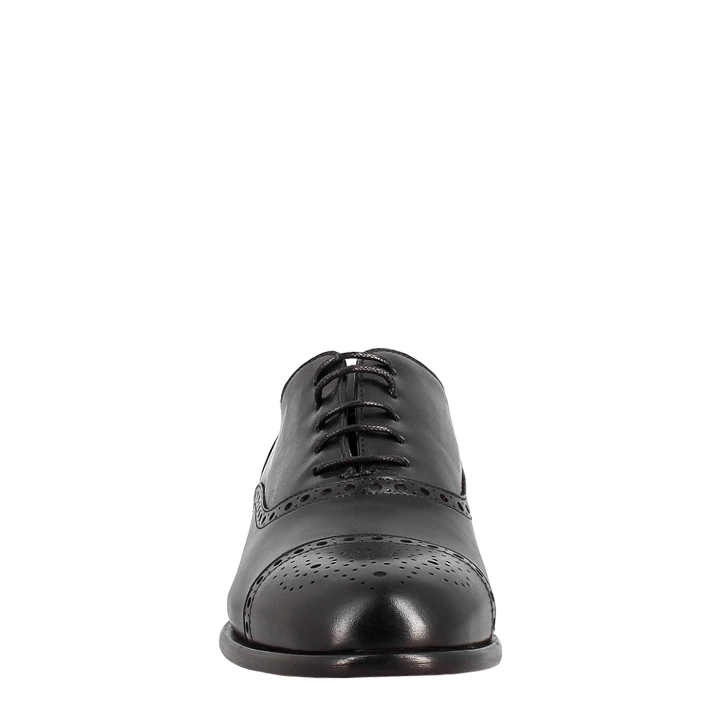 Elegant men's black leather semi brogue oxford