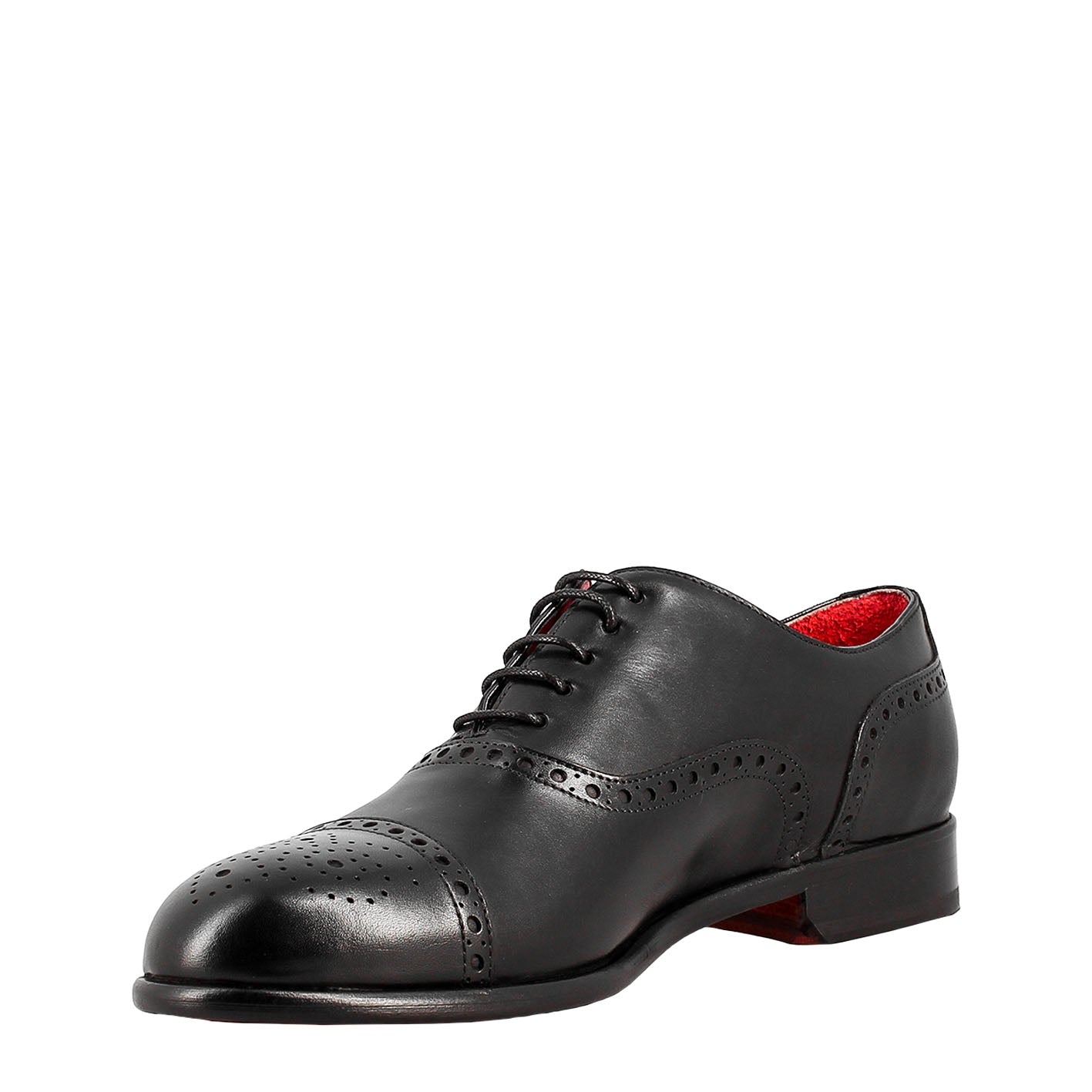 Élégant richelieu semi-brogue en cuir noir pour homme