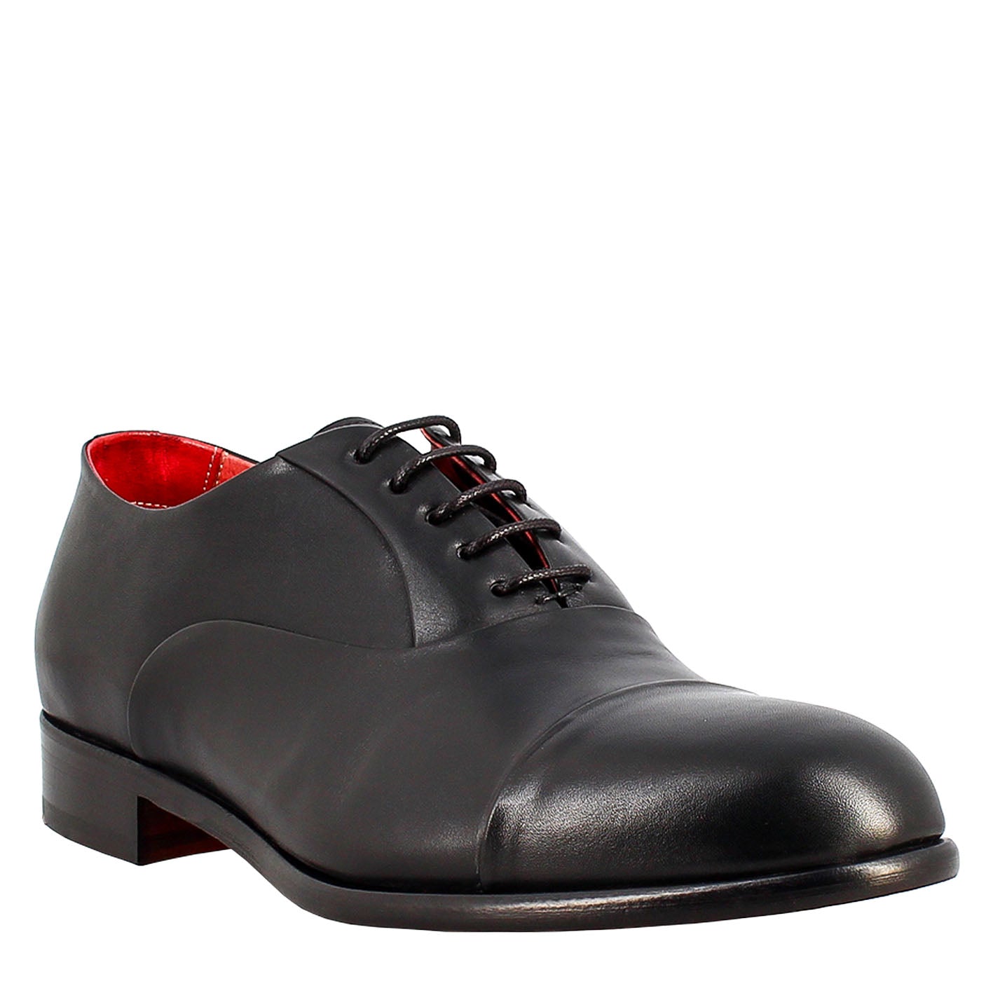 Men's elegant black oxford in leather and red lining