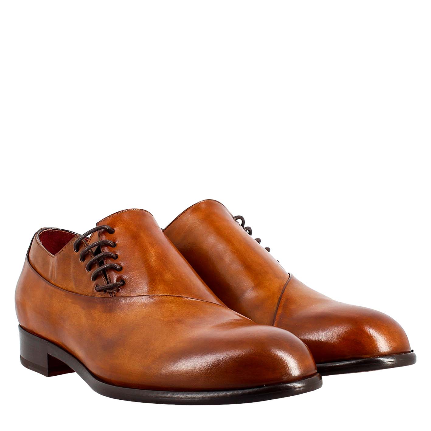 Elegante Oxford-Schuhe für Herren aus siennabraunem Leder