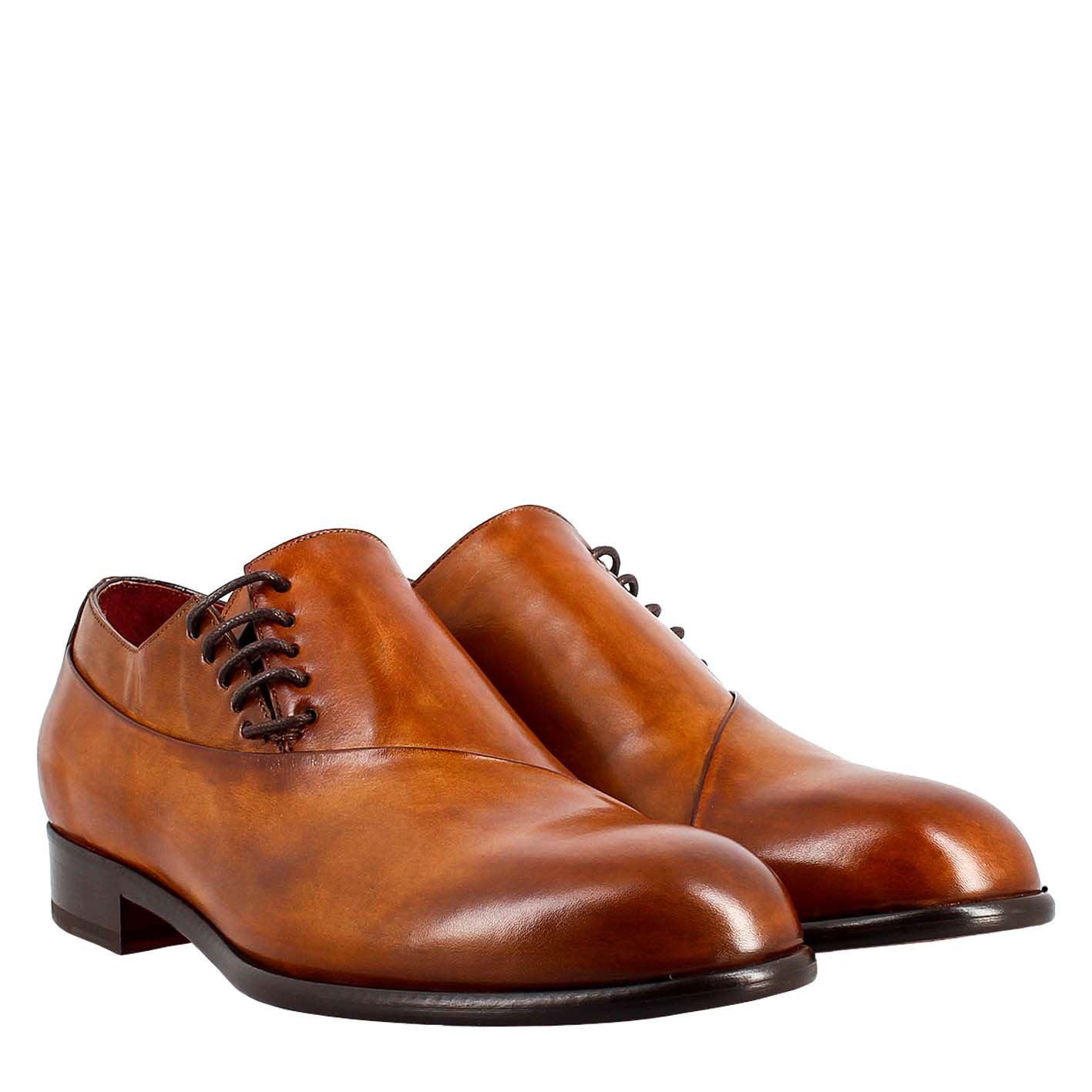 Men's elegant sienna brown leather oxford