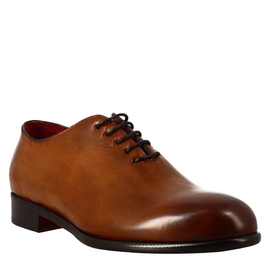 Men's elegant sienna brown wholecut leather oxford