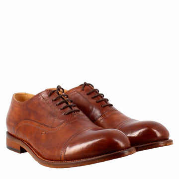 Eleganter Oxford-Schuh für Herren im Vintage-Stil aus braunem Leder