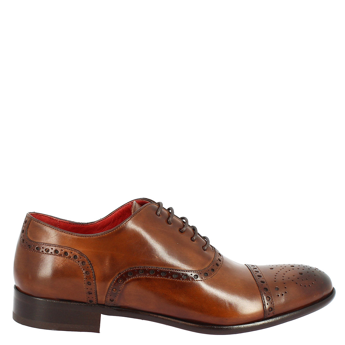 Men's lace-up brogues shoes handmade in montecarlo brandy leather