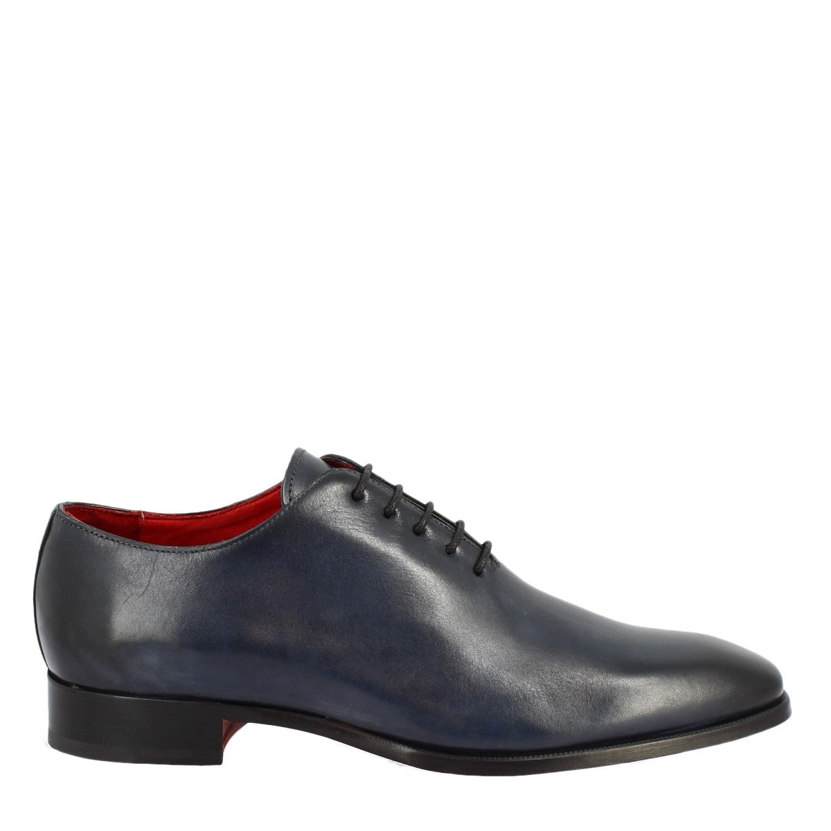 Handmade men's wholecut shoes in LEATHER delavè blue calfskin