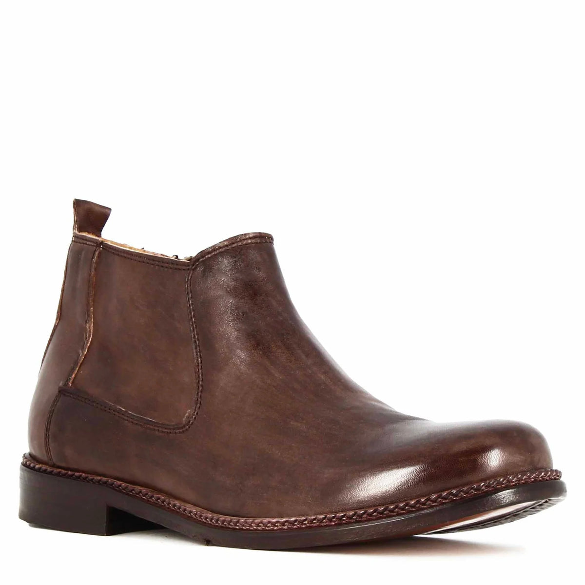 Handgemachte klassische dunkelbraune Lederstiefeletten für Herren