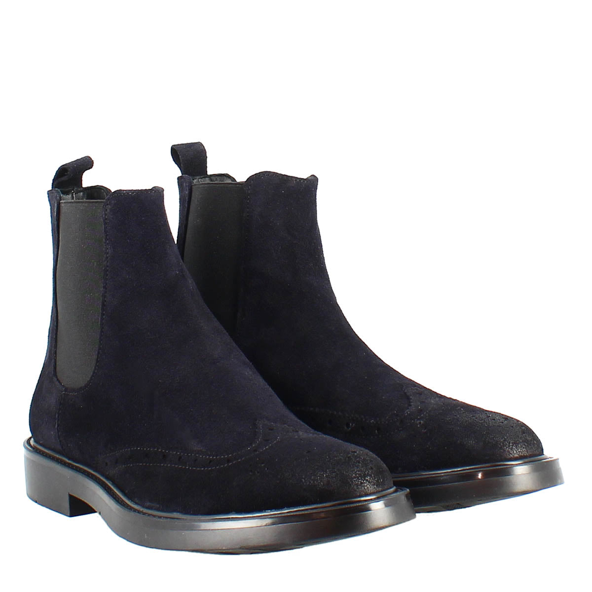 Chelsea-Boot aus blauem Wildleder mit Gummisohle