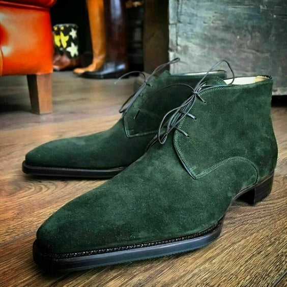 Waldgrüne Chukka-Stiefel aus Wildleder für Herren